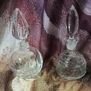 2 Pressed Glass (Maybe Leaded) Perfume/Boudior Bottles with Matching Stoppers